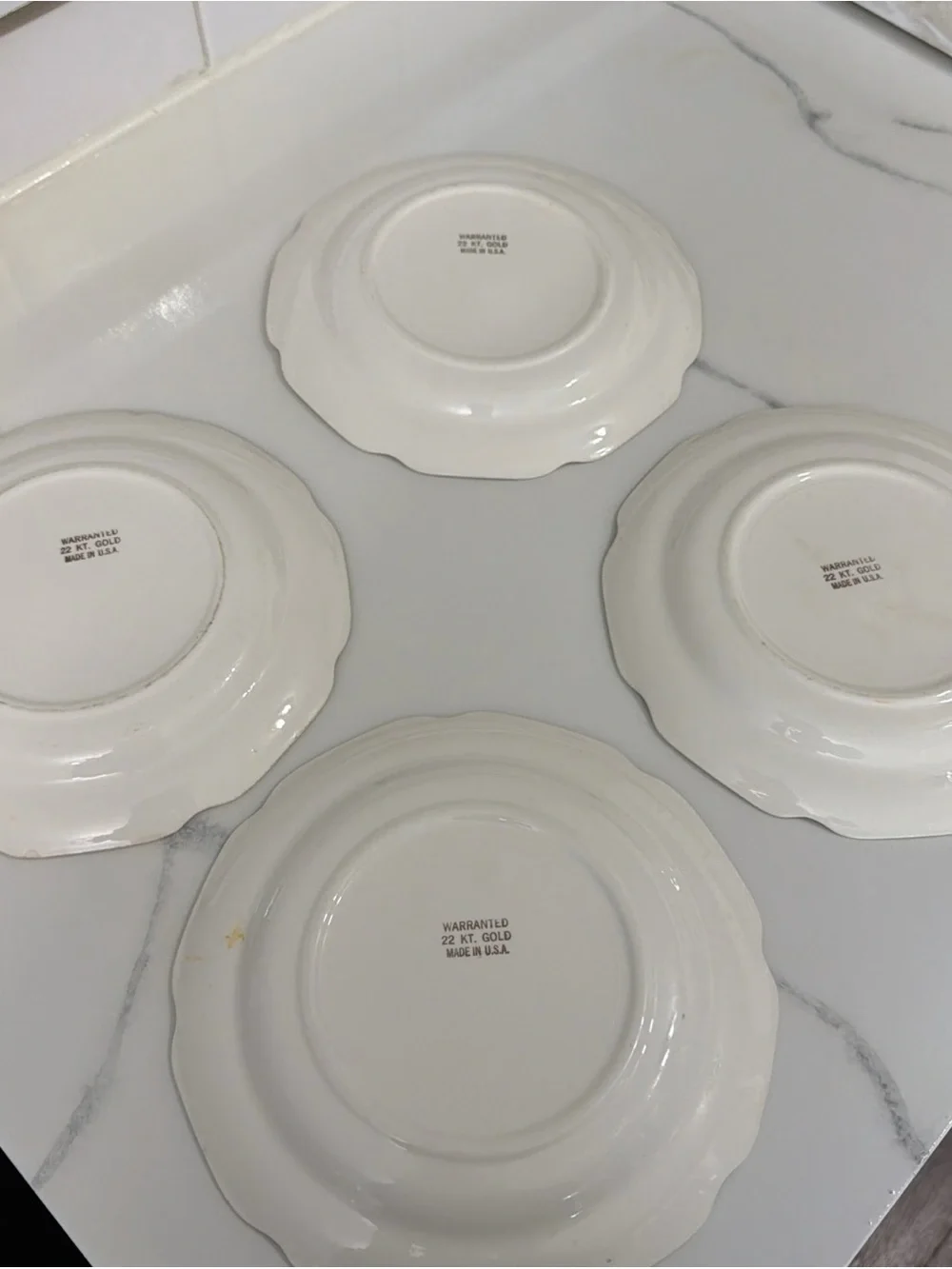 White Floral Dessert Plates with Pink Rose Motif